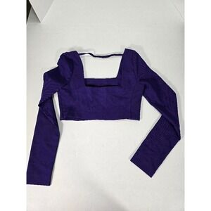 Zara Purple Long Sleeve Crop Top